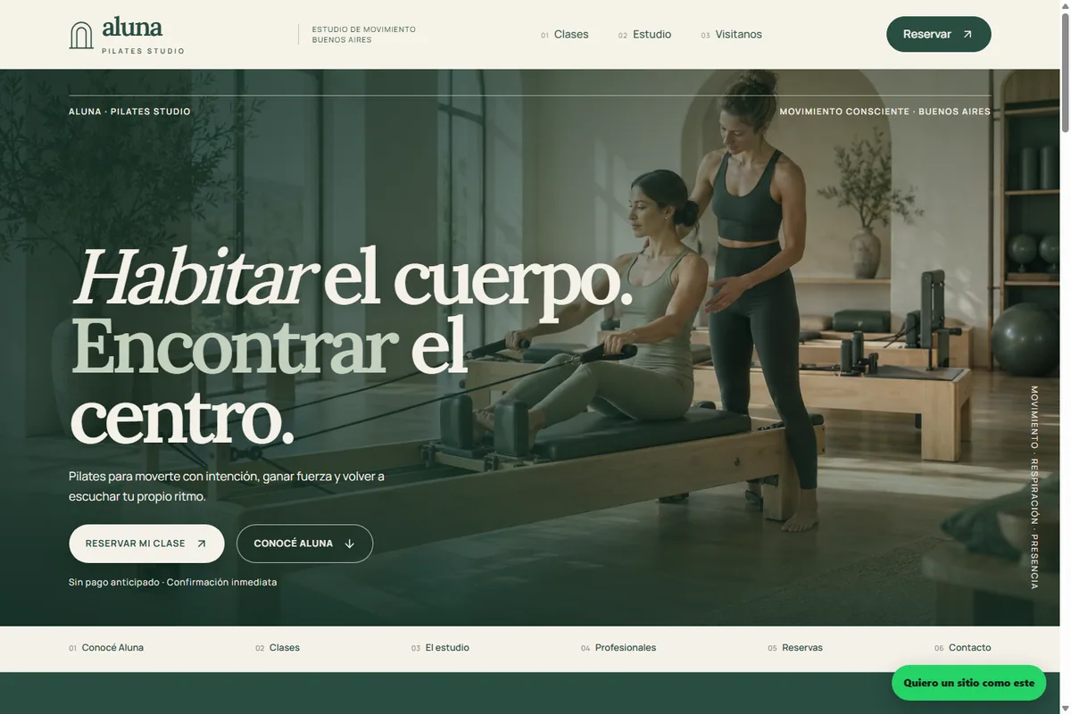 Portada del diseño de muestra Aluna Pilates Original