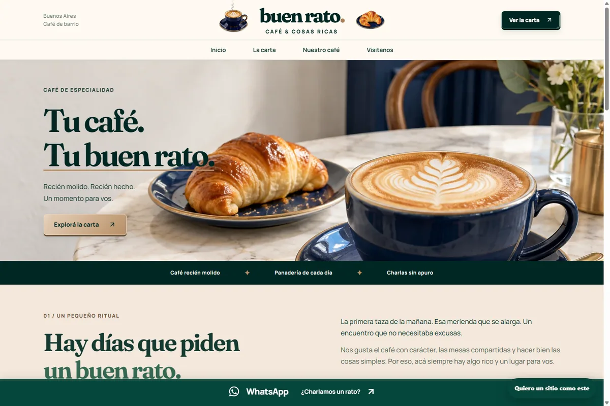 Portada del diseño de muestra Buen Rato Café Original