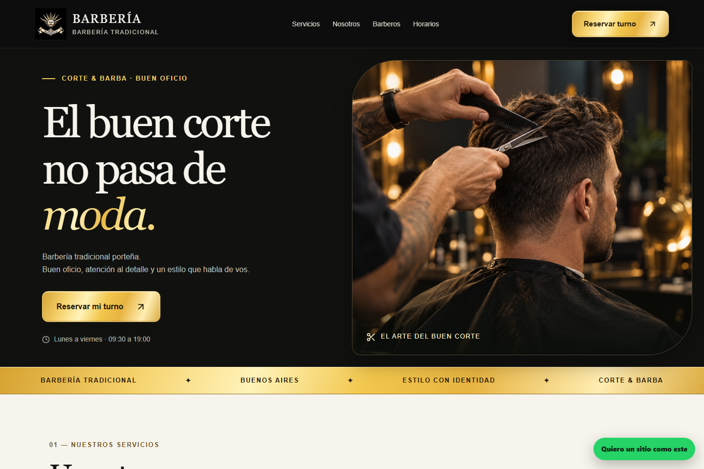 Portada del diseño de muestra Barbería Próceres