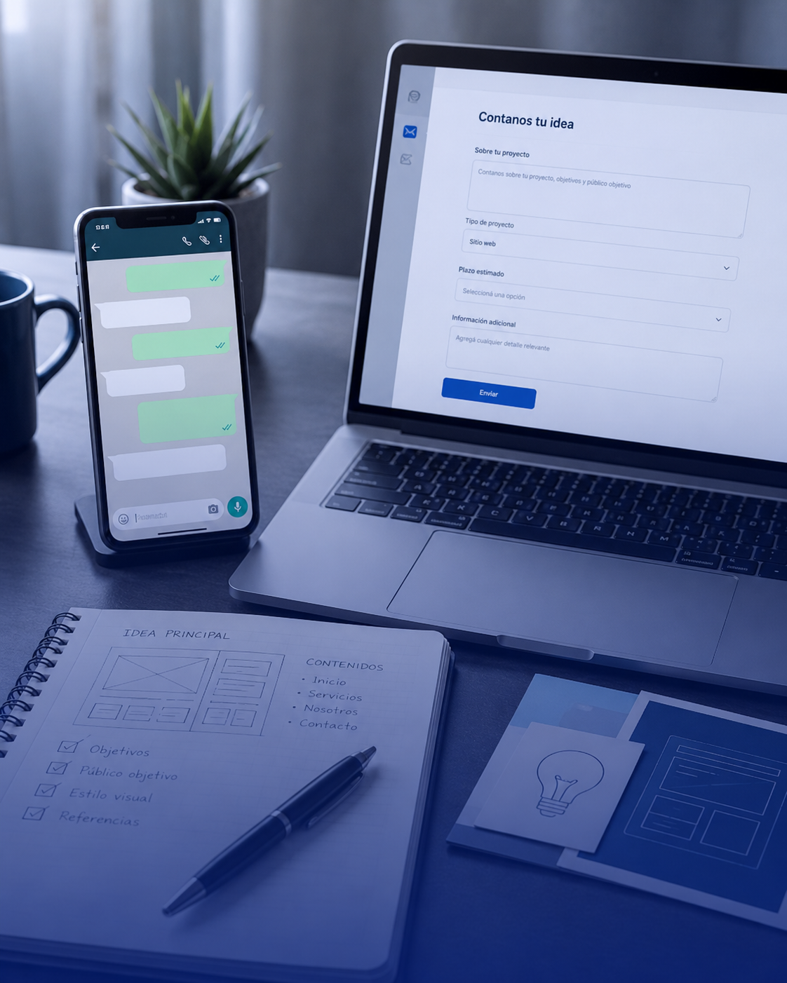 Idea inicial del proyecto enviada por WhatsApp o formulario